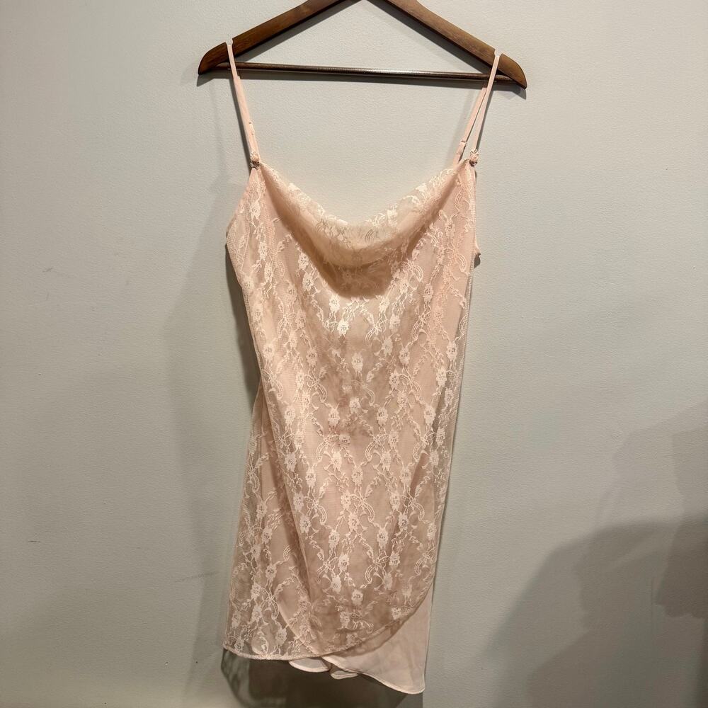 Vintage Y2K Avon Blush Lace Cowl Neck Slip Dress Chemise Medium